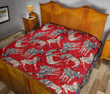 Zebra Abstract Red Background Premium Quilt