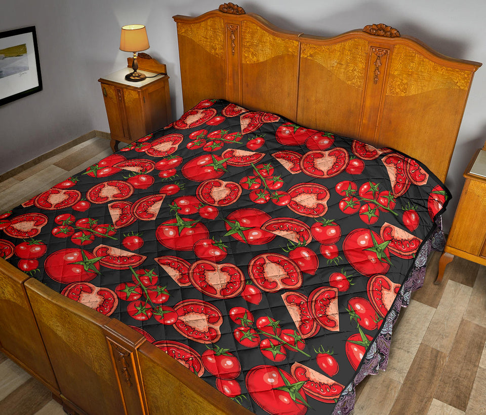 Tomato Black Background Premium Quilt