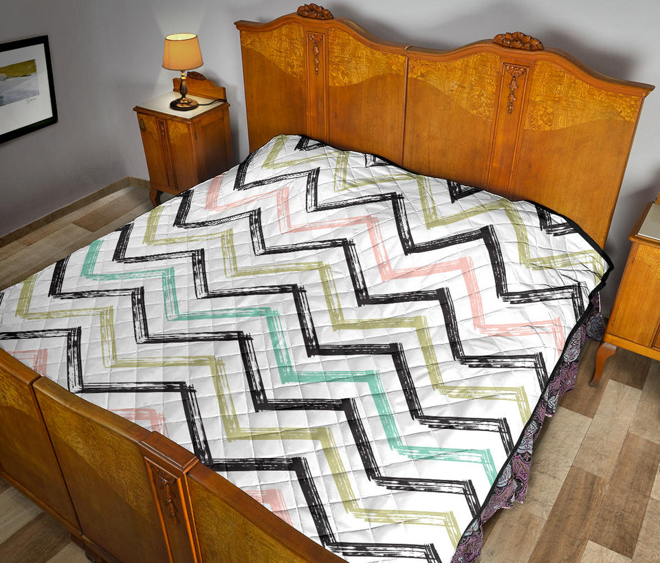 Zigzag  Chevron Paint Pattern Premium Quilt