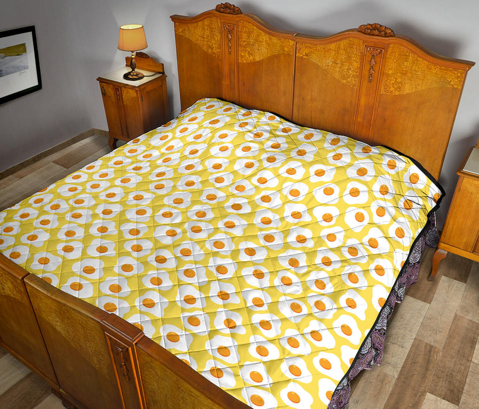 Fried Eggs Pattern Print Design 05 Premium Quilt
