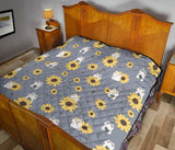 Cute Hamster Sunflower Pattern Background Premium Quilt