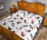 Cool Rooster Chicken Cock Floral Ornament Background Premium Quilt