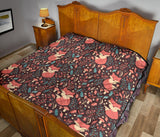 Fox Leaves Mushroom Pattern Premium Quilt
