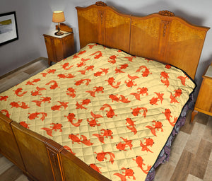 Goldfish Pattern Print Design 02 Premium Quilt