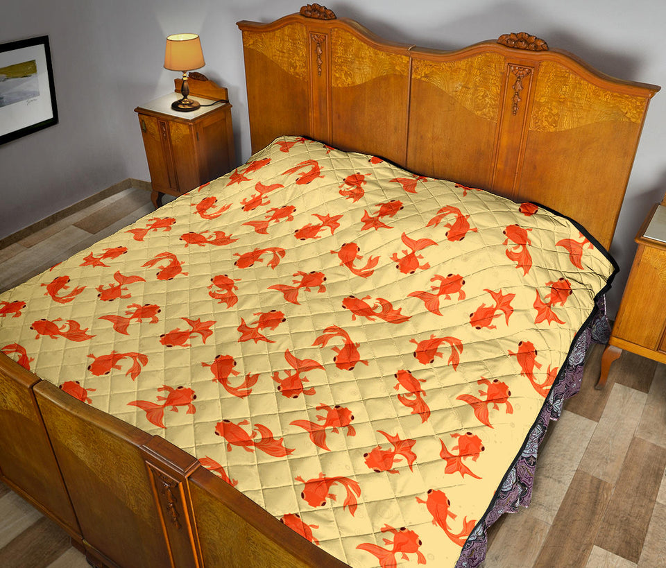 Goldfish Pattern Print Design 02 Premium Quilt