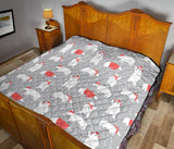 Cute Polar Bear Christmas Snow Pattern Premium Quilt