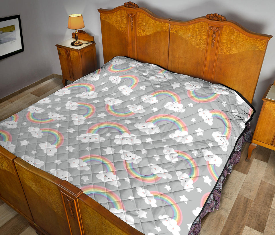 Cute Rainbow Clound Star Pattern Premium Quilt