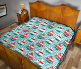 Red White Sailboat Wave Background Premium Quilt