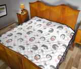 Hedgehog Pattern Print Design 02 Premium Quilt