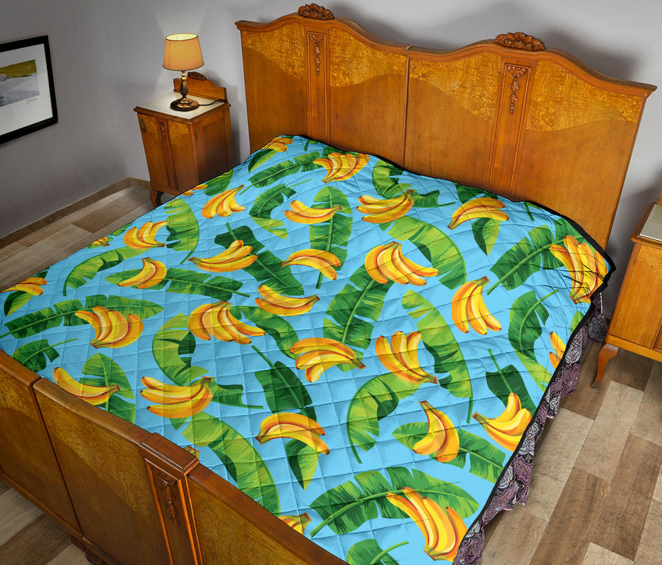 Banana Leaves Banana Design Pattern Premium Quilt