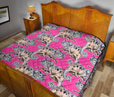 Chameleon Lizard Pattern Pink Background Premium Quilt