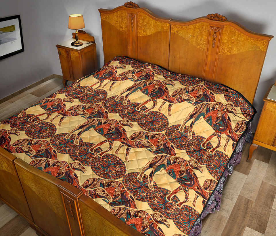 Camel Polynesian Tribal Design Pattern Premium Quilt