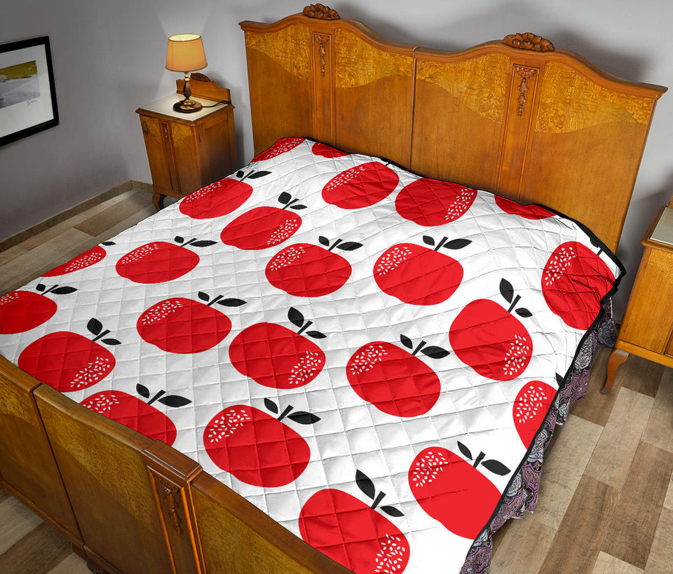 Red Apples White Background Premium Quilt