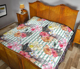 Colorful Orchid Flower Pattern Premium Quilt