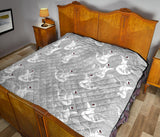 White Swan Gray Background Premium Quilt