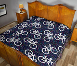 Bicycle Pattern Print Design 03 Premium Quilt