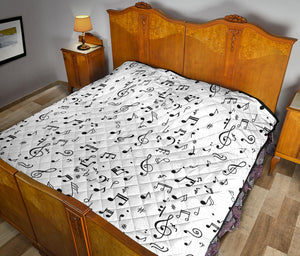 Music Notes Pattern Print Design 04 Premium Quilt
