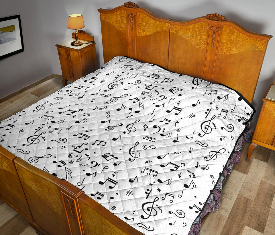 Music Notes Pattern Print Design 04 Premium Quilt