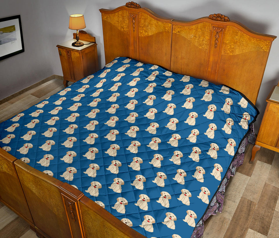 Golden Retriever Pattern Print Design 03 Premium Quilt