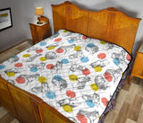 Siberian Husky And Colorful Circle Pattern Premium Quilt