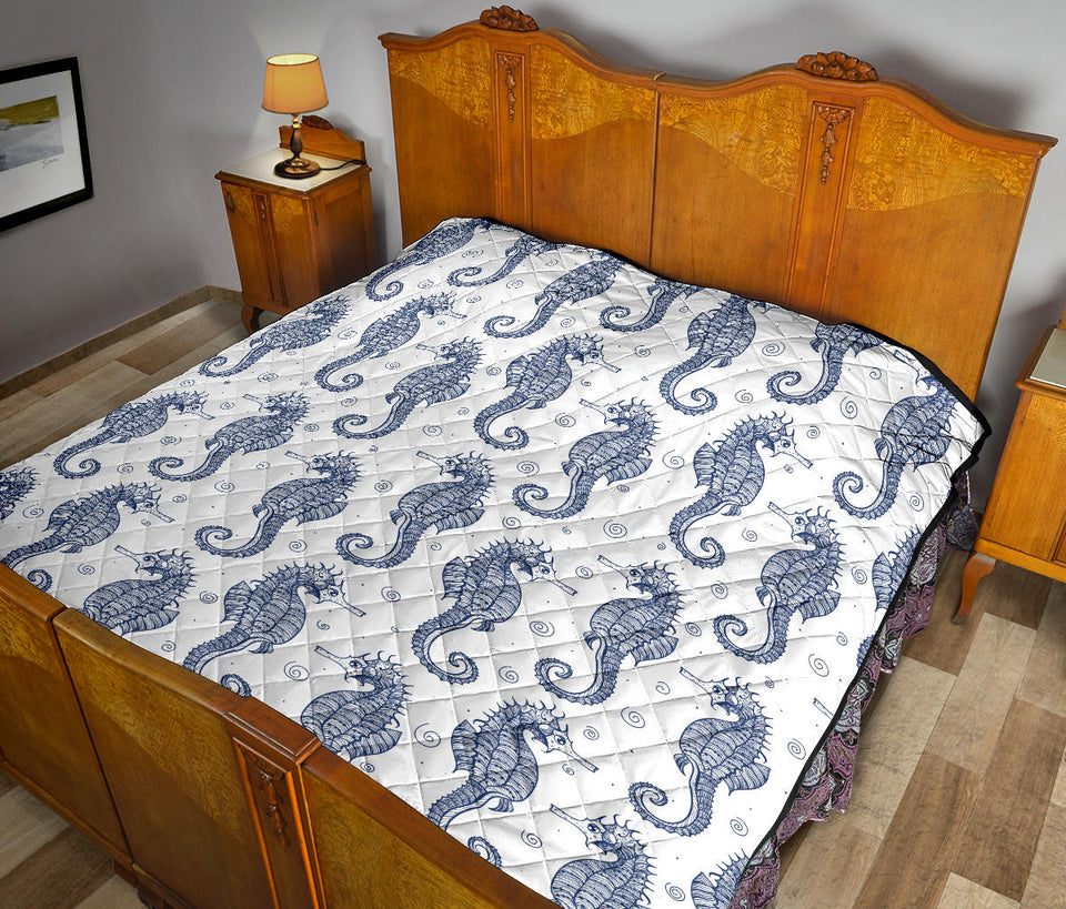 Seahorse Pattern Background Premium Quilt