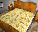 Saxophone Cornet Pattern Yellow Background Premium Quilt