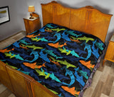 Colorful Shark Premium Quilt
