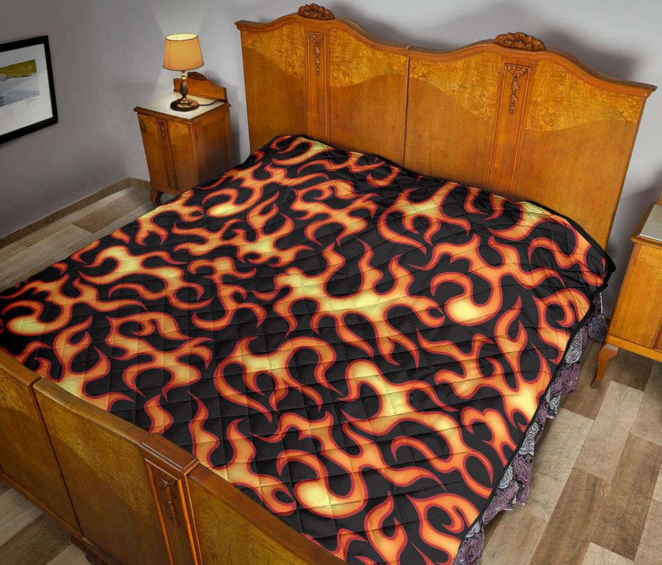 Fire Flame Dark Pattern Premium Quilt