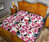 Toucan Flower Design Pattern Premium Quilt