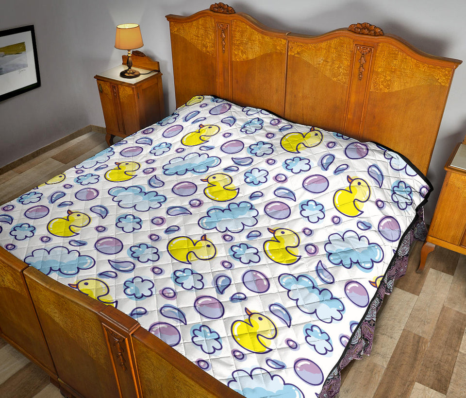 Duck Toy Pattern Print Design 01 Premium Quilt
