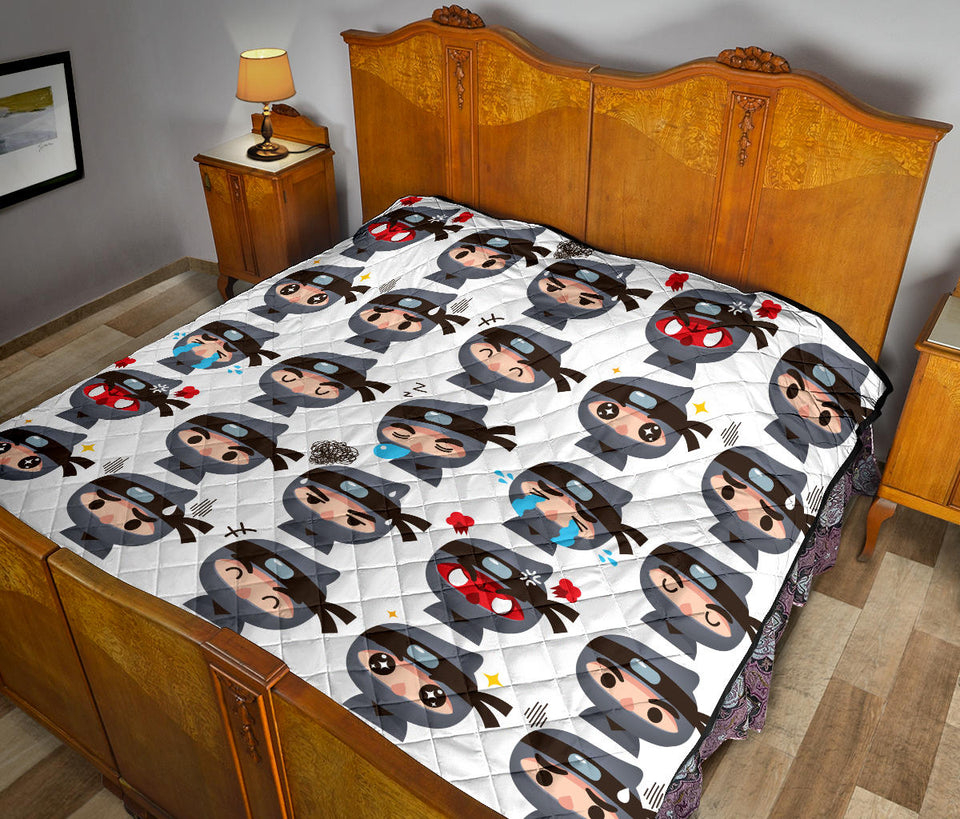 Cute Ninja Design Pattern Premium Quilt
