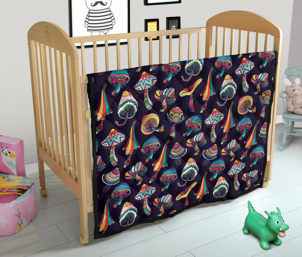 Colorful Mushroom Pattern Premium Quilt