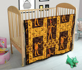 Egypt Hieroglyphics Pattern Print Design 05 Premium Quilt