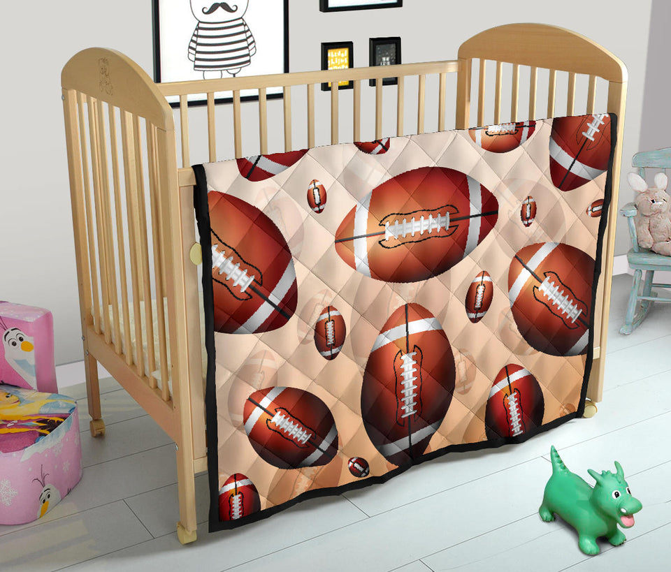 American Football Ball Design Pattern Premium Quilt