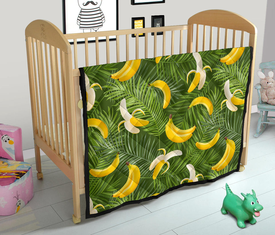 Banana Palm Leaves Pattern Premium Quilt