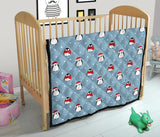 Cute Penguin Christmas Snow Pattern Premium Quilt