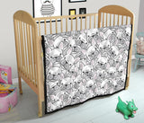 Cute French Bulldog Head Pattern Premium Quilt