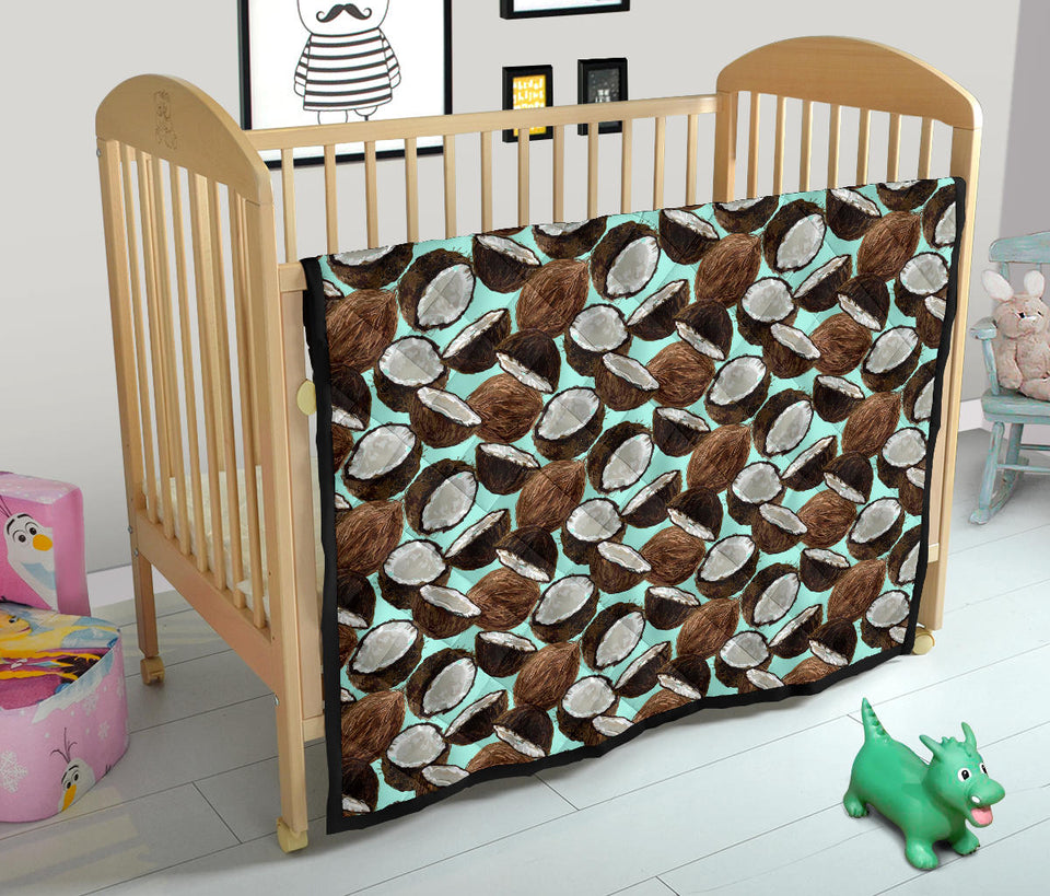 Coconut Pattern Print Design 03 Premium Quilt