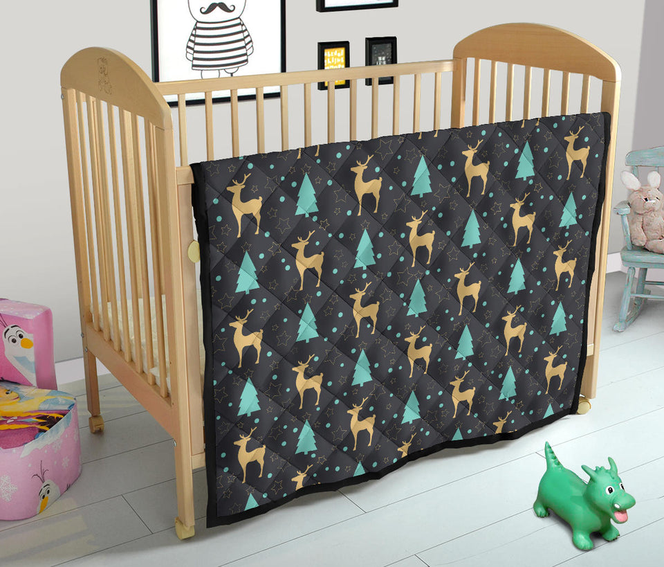 Deers Star Tree Pattern Premium Quilt