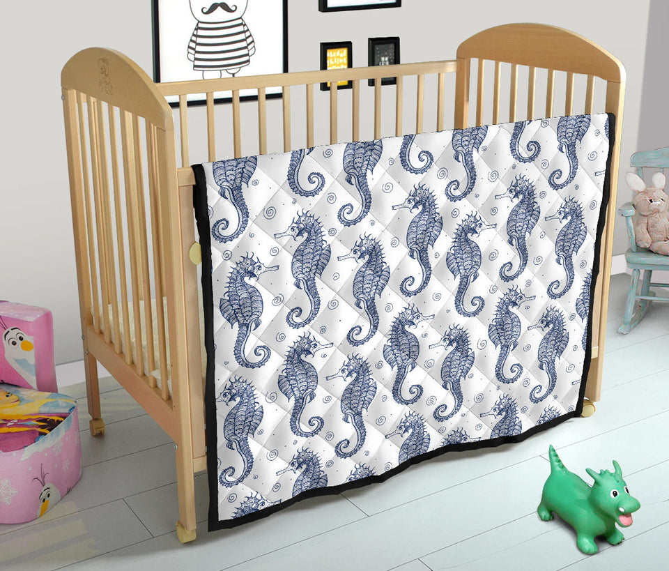 Seahorse Pattern Background Premium Quilt