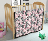 Zebra Pink Flower Background Premium Quilt