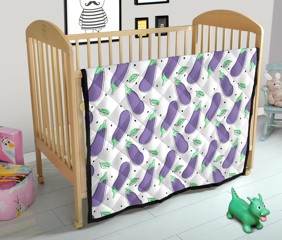 Eggplant Pattern Print Design 05 Premium Quilt