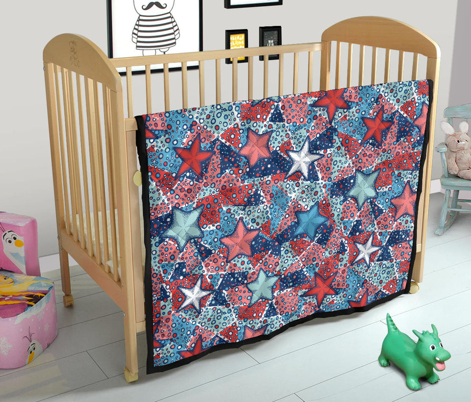 Hand Drawn Colorful Starfish Premium Quilt