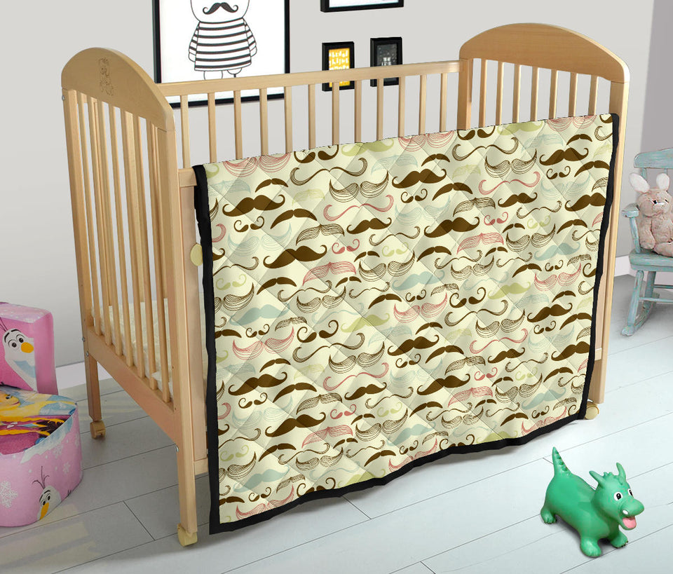 Mustache Beard Pattern Print Design 01 Premium Quilt