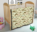 Mustache Beard Pattern Print Design 01 Premium Quilt