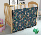 Raccoon Tropical Leaves Pattern Premium Quilt