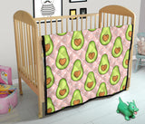 Avocado Heart Pink Background Premium Quilt