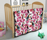 Toucan Flower Design Pattern Premium Quilt