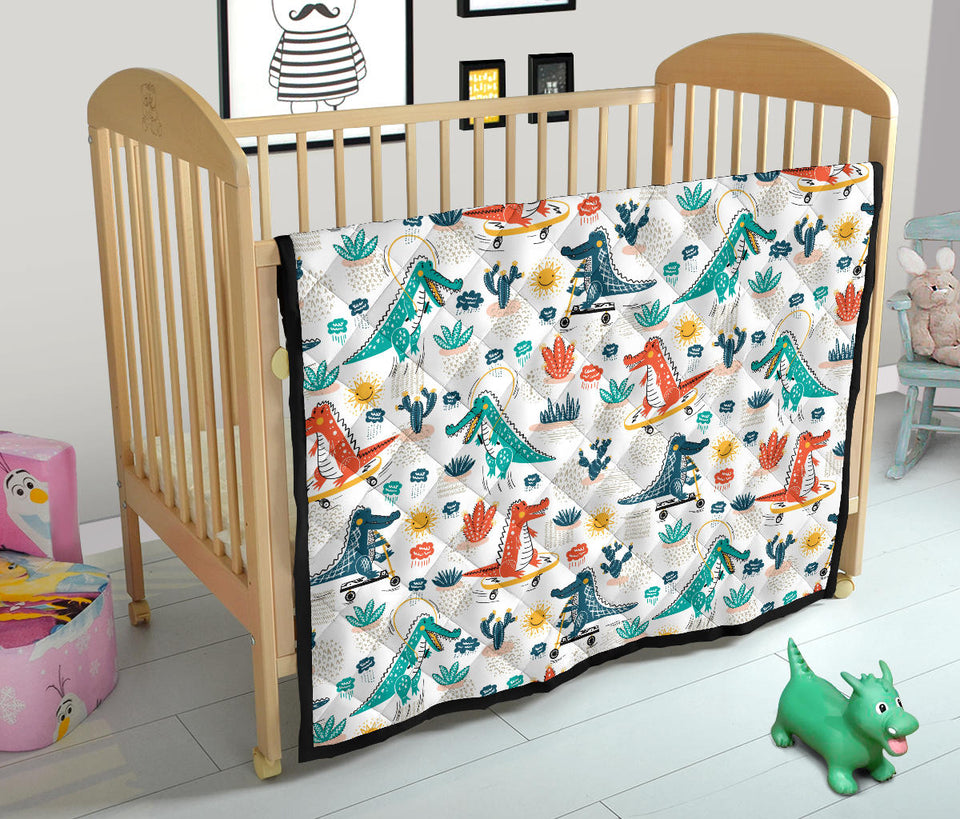 Cute Crocodile Pattern Premium Quilt