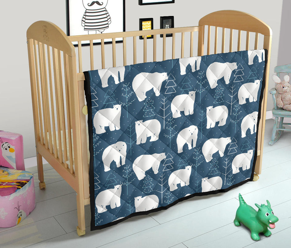 Polar Bear Mother Her Child Pattern Premium Quilt